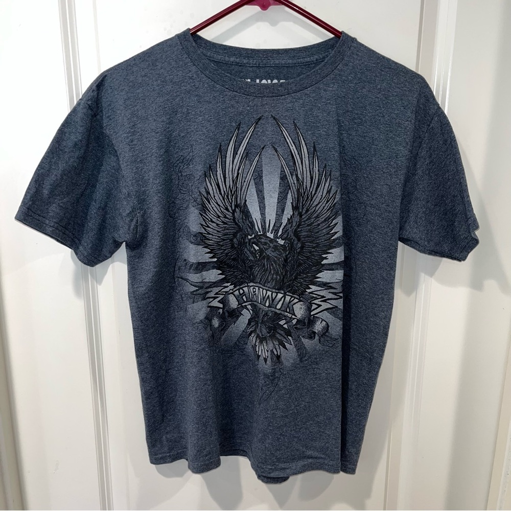 Tony Hawk T-Shirt Boys Size L Gray Felt Eagle Graphic Hawk Skateboarding